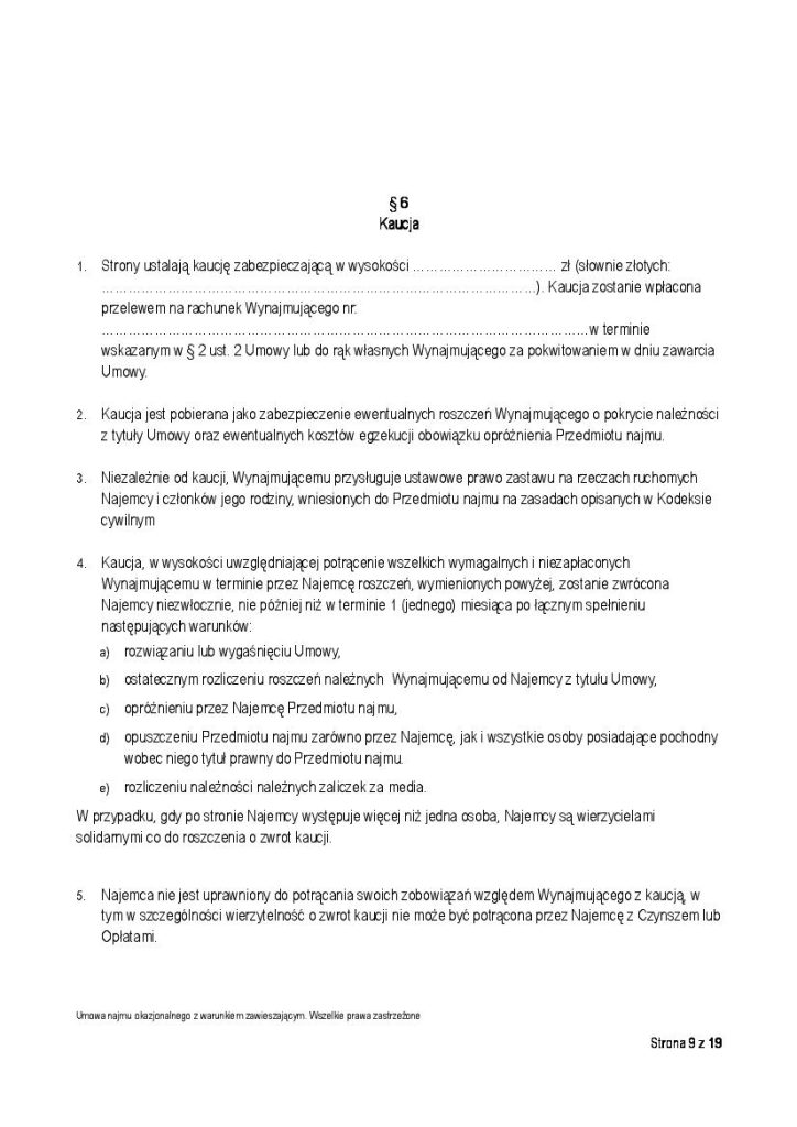 umowa najmu okazjonalnego