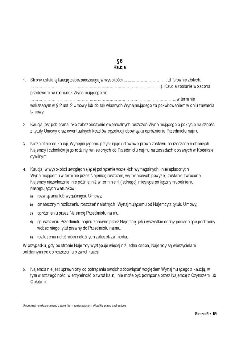 umowa najmu okazjonalnego