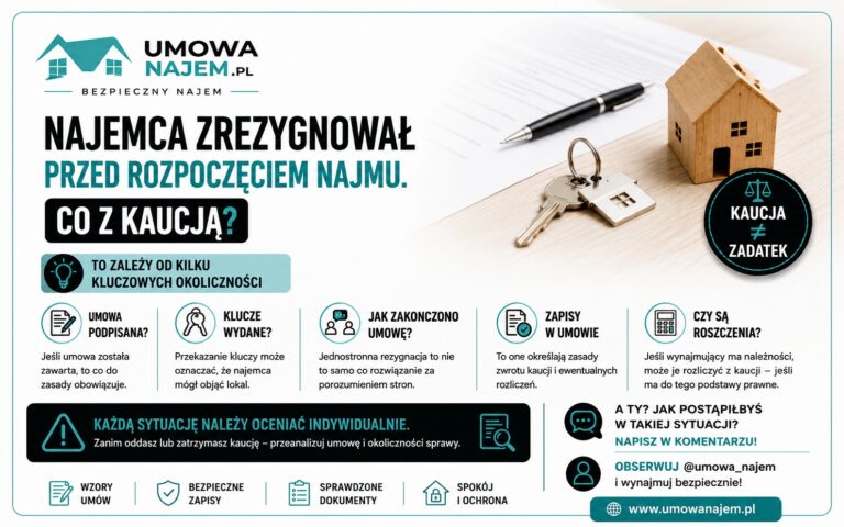 Najemca zrezygnował przed rozpoczęciem najmu – co z kaucją i umową? Kompletny poradnik 2026
