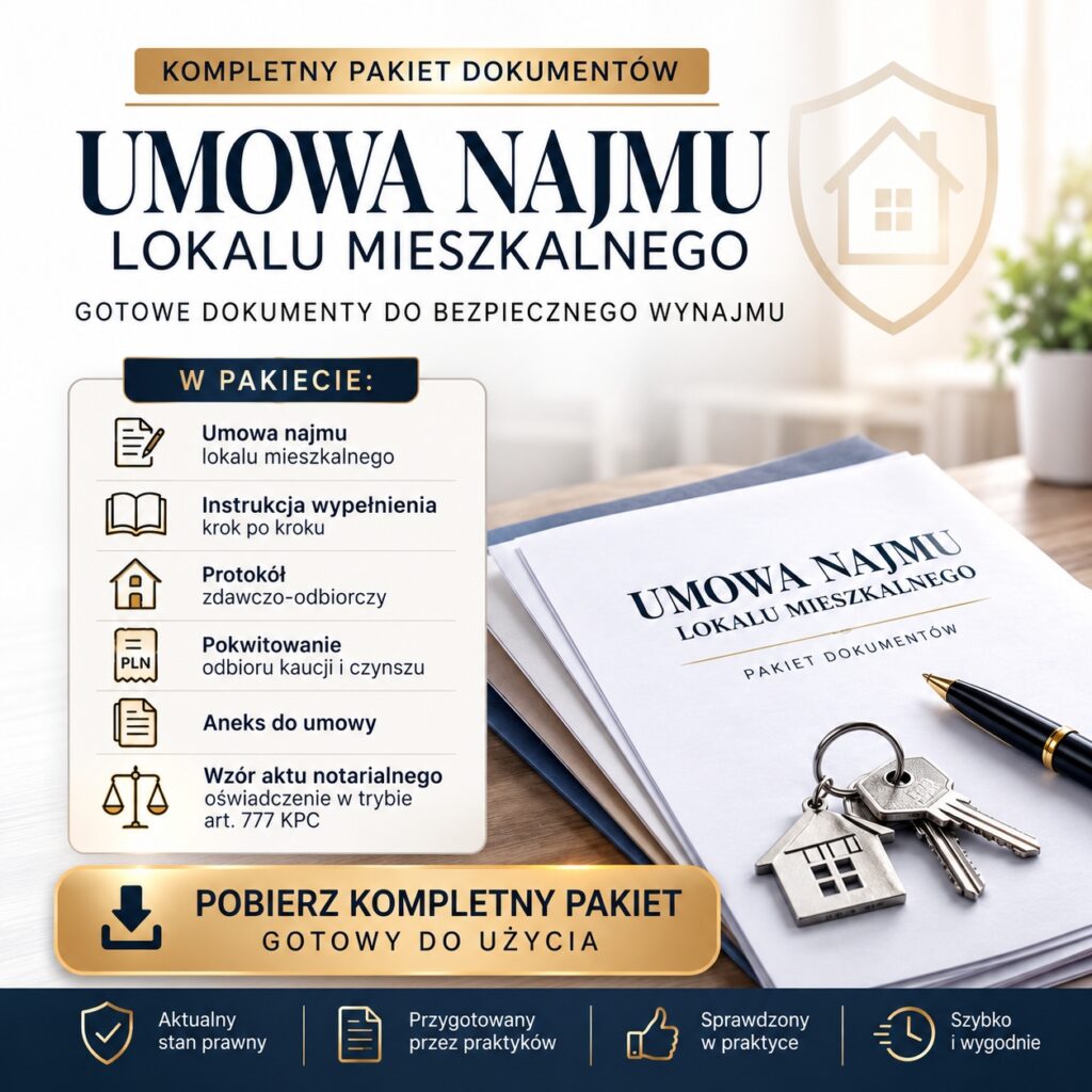 Umowa najmu lokalu mieszkalnego – kompletny pakiet dokumentów do wynajmu